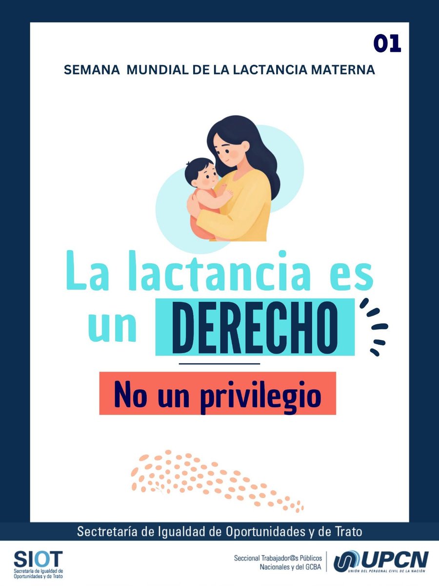 UpcnTransporte's tweet photo. Semana Mundial de la Lactancia!
La lactancia es un DERECHO, No un Privilegio.

#UPCN #CGT #UPCNTRANSPORTE https://t.co/RG6XDKF3uG