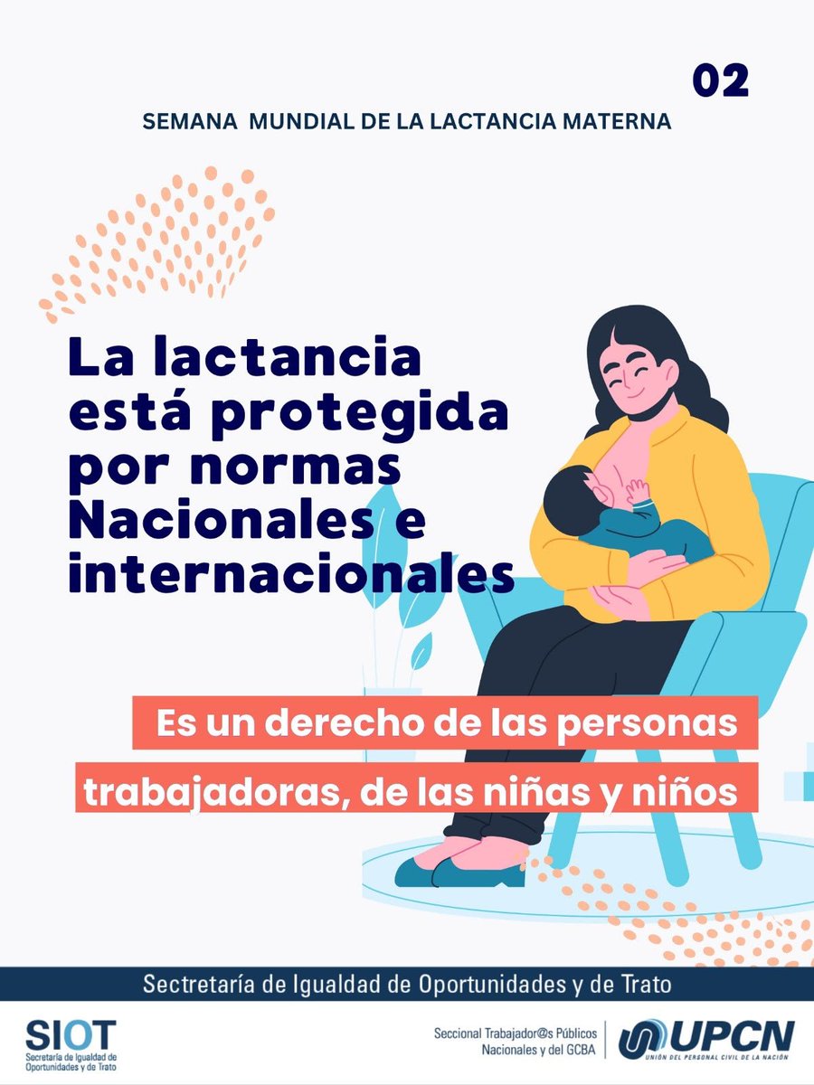 UpcnTransporte's tweet photo. Semana Mundial de la Lactancia!
La lactancia es un DERECHO, No un Privilegio.

#UPCN #CGT #UPCNTRANSPORTE https://t.co/RG6XDKF3uG