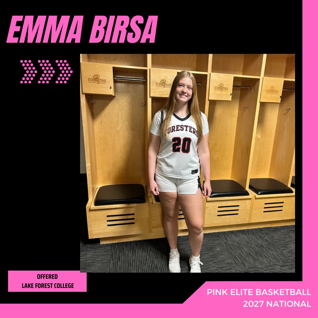 pinkeliteclub's tweet photo. Congratulations to 2027 National, Emma Birsa on receiving an offer from Lake Forest College! 

#pinkelitebasketball #pinkelitefamily  @Elite40League @EmmaBirsa https://t.co/A0QWiXYA1u