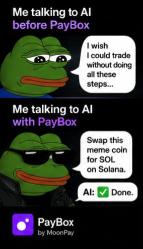 NiimatuDex's tweet photo. AI won't replace crypto
AI will make crypto usable
That's why PayBox caught my attention
Instead of forcing users to learn dozens of wallets and interfaces the experience becomes

Prompt → Approve → Pay

If this works at scale onboarding the next million users could become much easier
Excited to see where @moonpay takes this next

#PayBox #MoonPay #AI #Solana #Web3 #Crypto