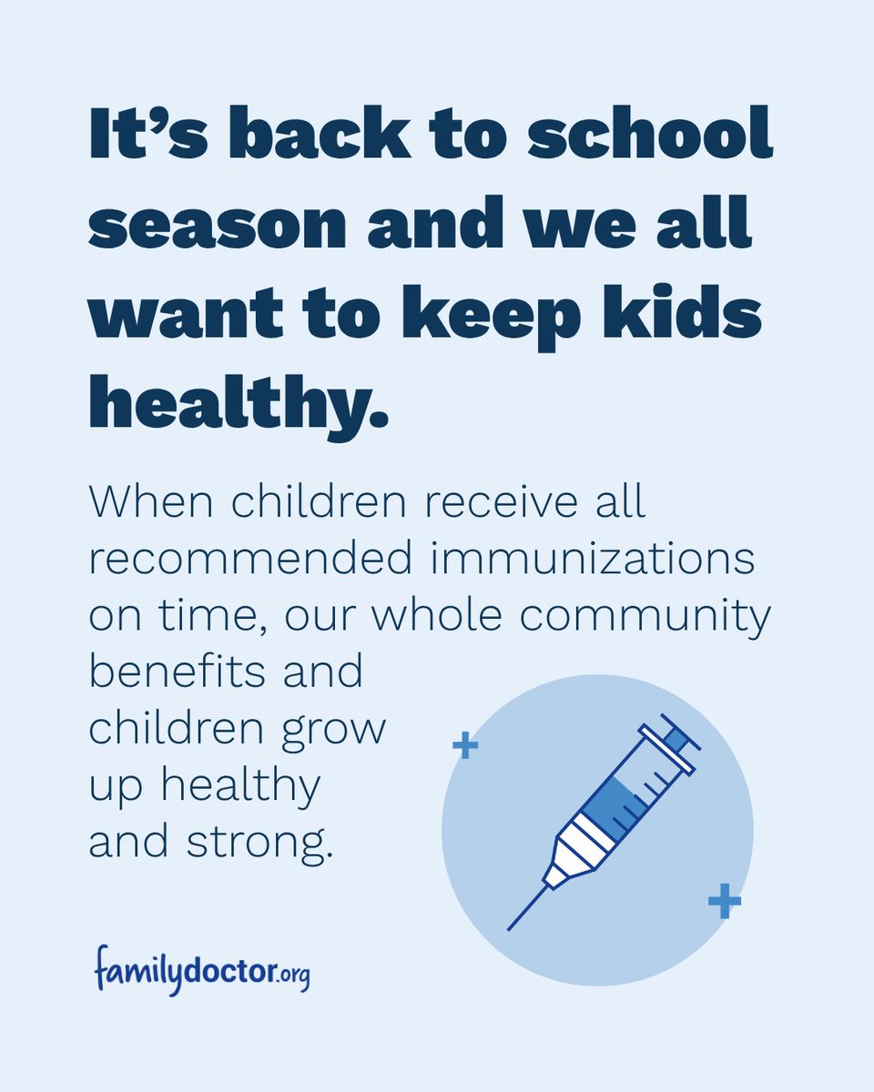 familydoctor's tweet photo. Keeping children in school means making sure they are healthy enough to attend and avoid preventable disease. Vaccination keeps kids where they need to be: in the classroom, with friends and learning. Find the childhood immunization schedule here: https://t.co/65R9TBAWJz https://t.co/5lRPFV23id