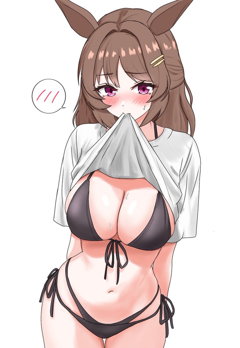 LightweightUma's tweet photo. " How will this help for concert training . . ? "

"O-Oh . . Morale? . . Alright then "

#SeductiveSunday https://t.co/414Hulymix