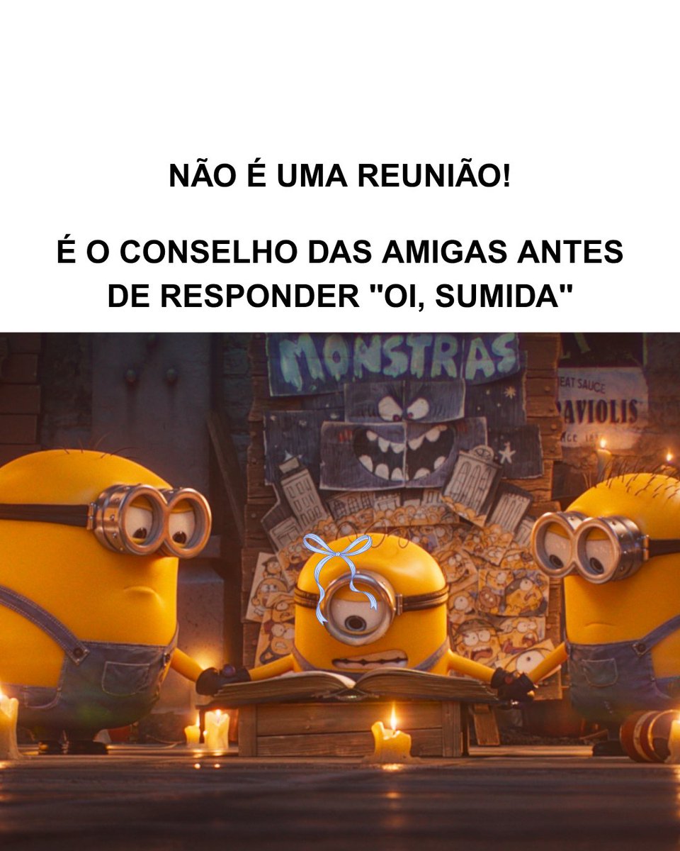 UniversalPicsBr's tweet photo. Eu &amp; as meninas sempre assim! 🤝 
Qual dessas reuniões mais representa o seu grupo? 

#MinionsMonstrosFilme somente nos cinemas. Garanta seus ingressos pelo link na bio! https://t.co/xFAKQXfgf2
