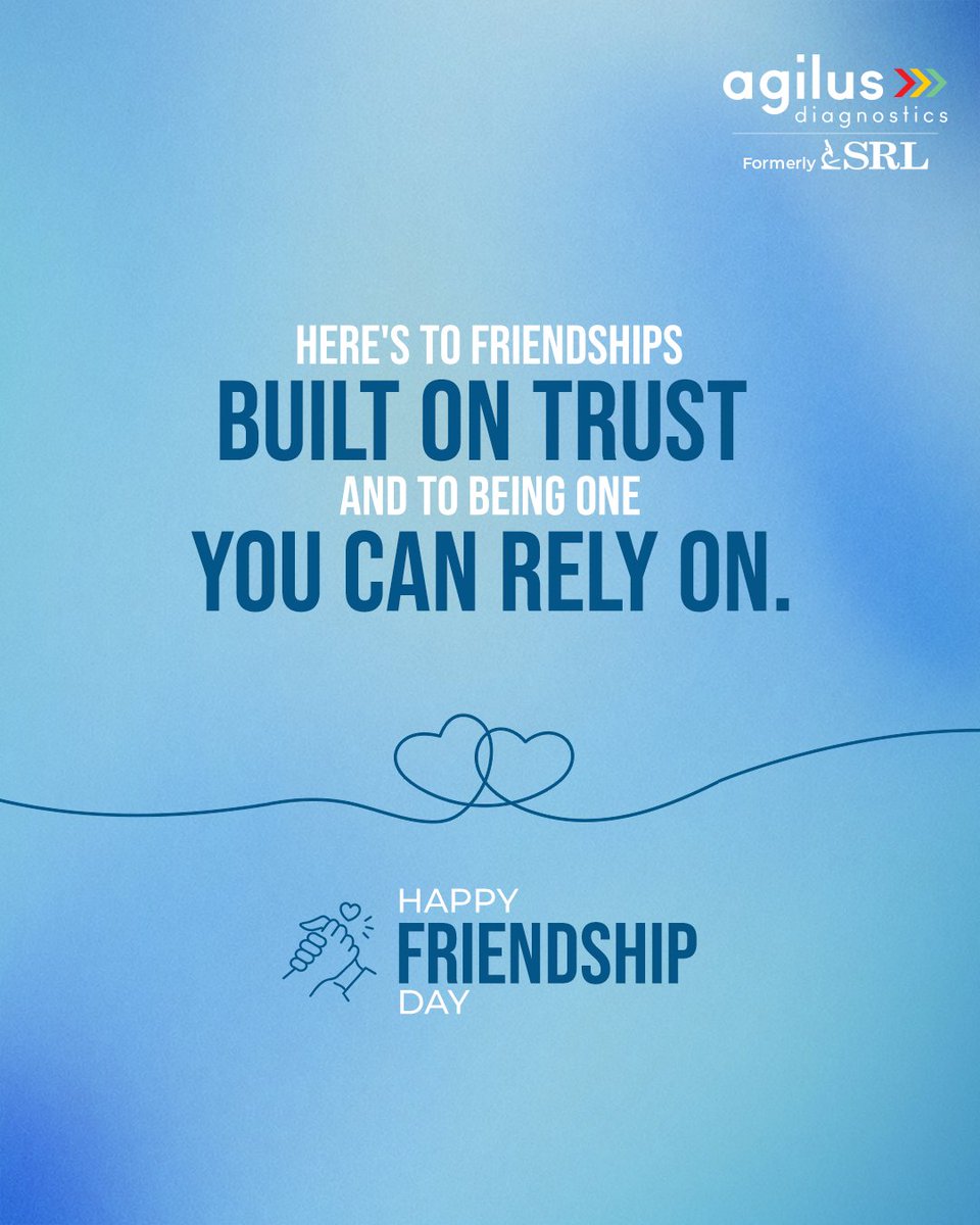 agilusDx's tweet photo. This National Friendship Day, thank you for making Agilus Diagnostics a trusted companion in your health journey. We're committed to being by your side, today and always.

#AgilusDiagnostics #SRLDiagnostics #NationalFriendshipDay https://t.co/34NEaco6Gv