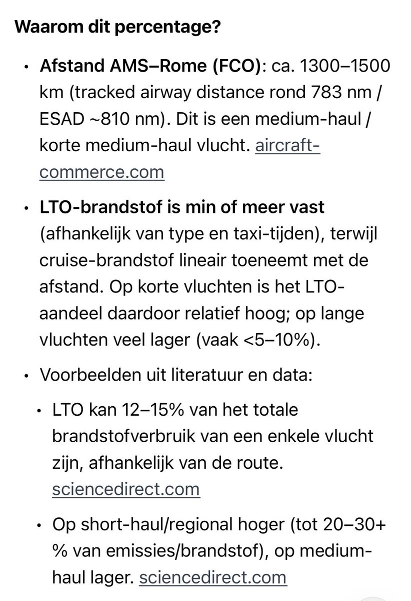 t111pk's tweet photo. @PeterHoogmoed @FDF_Nederland Op een vlucht van AMS naar FCO wordt meer dan 85% van de brandstof verbruikt boven 3000 voet. Dus is daar ook de meeste N-uitstoot. https://t.co/wQIbqmvqbj