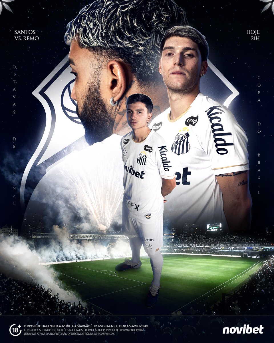 SantosFC's tweet photo. Noite de lutar pela vaga na #CopaDoBrasil na nossa casa. É noite de Santos Futebol Clube em campo! ⚪⚫

#SantosNovibet https://t.co/vhANeAM1HB