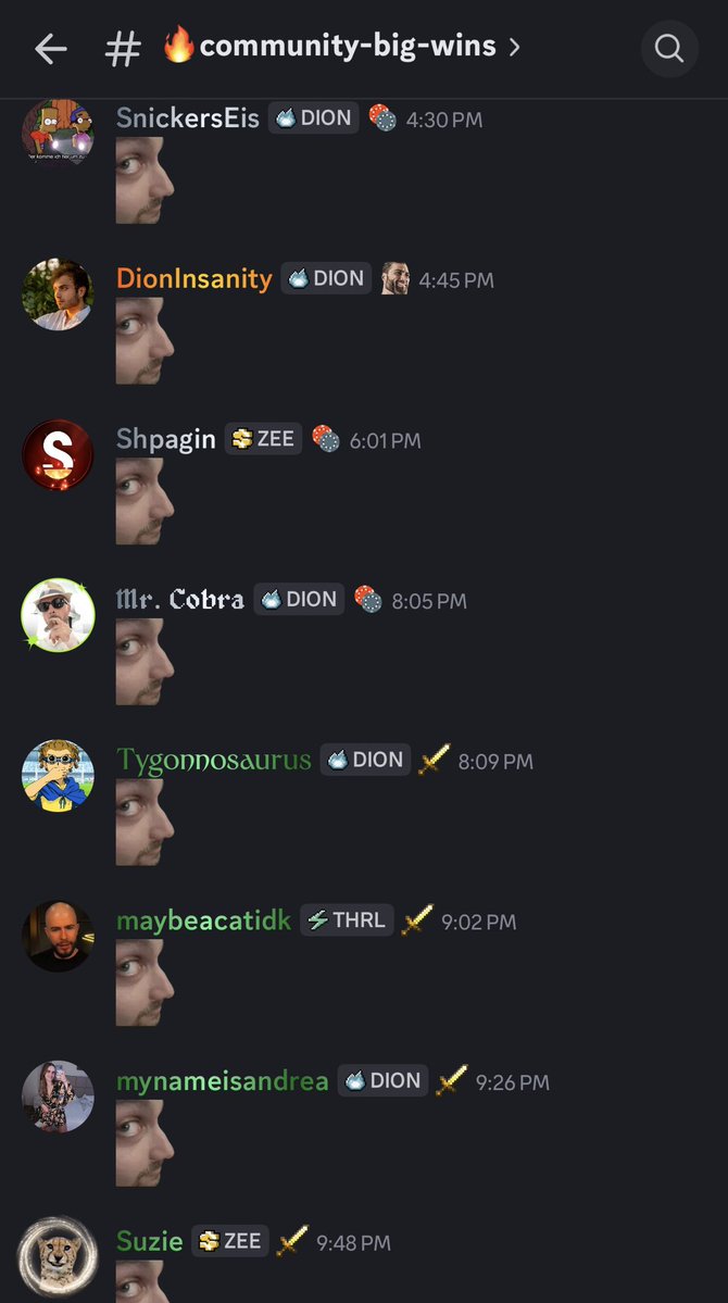 DionInsanity's tweet photo. Look at how supportive the community is when someone posts a big win in my Discord https://t.co/vi1f17mPjf