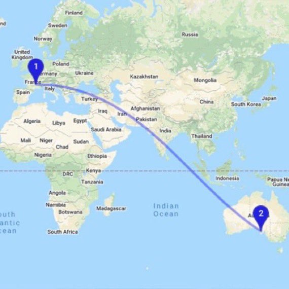 porqueTTarg's tweet photo. "Histórico"

Porque el vuelo sin escalas más largo de la historia acaba de ser realizado por un avión comercial, el Airbus A350-1000ULR: fue un vuelo directo de Melbourne, Australia, a Toulouse, Francia, en 24 horas y 23 minutos. https://t.co/9xSVDuCOCB