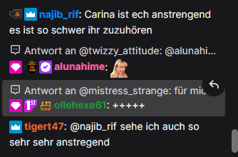 payjiddle's tweet photo. @LurksOnX Die ganze Reaktion ist eine reine Katastrophe und der Chat sowieso.

Da wird mehr auf Carina eingeschossen, als sich mal mit dem eigentlichen Problem zu beschäftigen.

Hier nur ein kleiner Ausschnitt. 👇👇👇 

Und es sind immer die selben, die da schießen. https://t.co/mUAPkShbpK