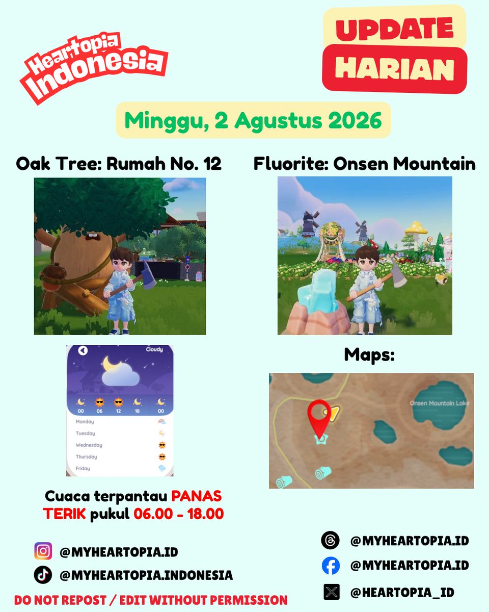 Heartopia_ID's tweet photo. Update Harian: Minggu, 2 Agustus 2026 🌞🥵
#heartopia #heartopiaindonesia #heartopiagame https://t.co/9et1on1RWm
