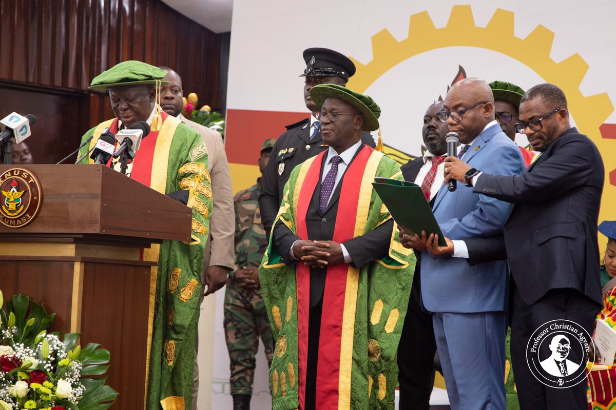 chrisagyare_gh's tweet photo. Today, I was deeply honoured to be invested as Vice-Chancellor of KNUST @KNUSTGH . My heartfelt gratitude goes to Otumfour Osei Tutu II, the Governing Council, the Investiture Planning Committee, colleagues, students, alumni, friends, partners, and every well-wisher whose presence and support made this occasion truly memorable.

This honour belongs to all of us. Together, let us build on our rich legacy, embrace innovation, strengthen partnerships, and work collectively to transform KNUST into an even greater institution. The journey ahead is one of shared purpose, and I invite every member of our community to join hands as we move from Excellence to Eminence.