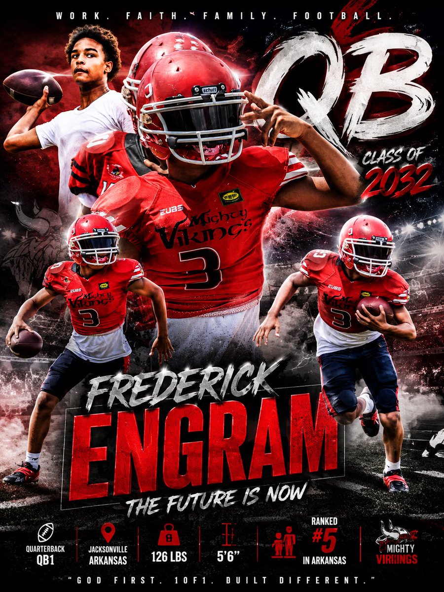 thefredericke's tweet photo. Built through faith. Driven by work. Focused on the future. Class of 2032 QB/WR. The journey is just getting started. God First. 1% Better Every Day. 🏈💯 https://t.co/qhL6rQYCjb