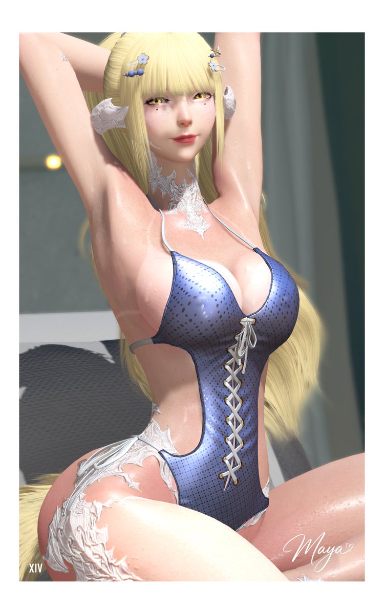 MayaPhantom's tweet photo. A quick little gpose before leaving for a week (vacation, yay!)  ( • ᴗ - ) ✧

I can't decide if I wanna use this swimsuit or stick with the oopsie bikini... what do you think? 

#FFXIV | #GPOSERS | #AURA | #FEMRA https://t.co/b6ZSKPdoGL
