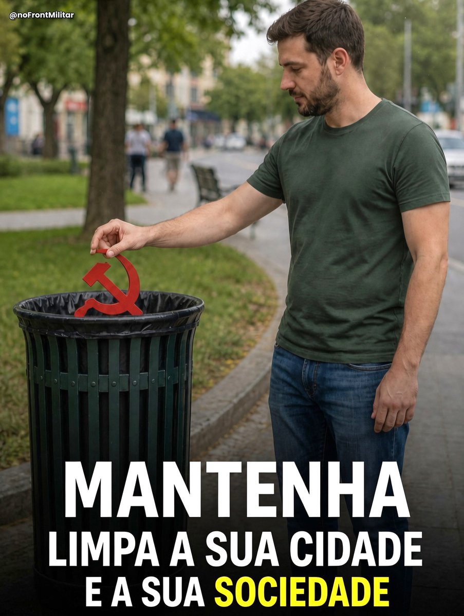 noFrontMilitar's tweet photo. Não basta manter as ruas limpas. É preciso manter a sociedade limpa de ideologias totalitárias e assassinas, cujo lugar é o lixo da história. https://t.co/ZzIUOZ5bPl