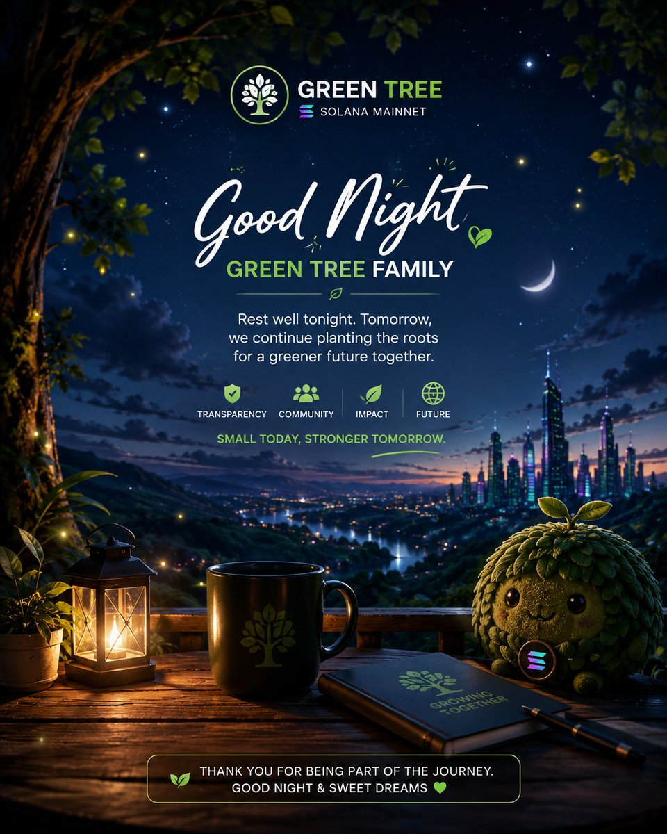 Sammy1095198369's tweet photo. As the day comes to an end, remember that the strongest trees don't grow overnight they grow a little stronger every single day
Green Tree is still in its early chapters, and every conversation, every supporter, and every step forward helps build a stronger foundation for tomorow https://t.co/KRRVKNtxUe