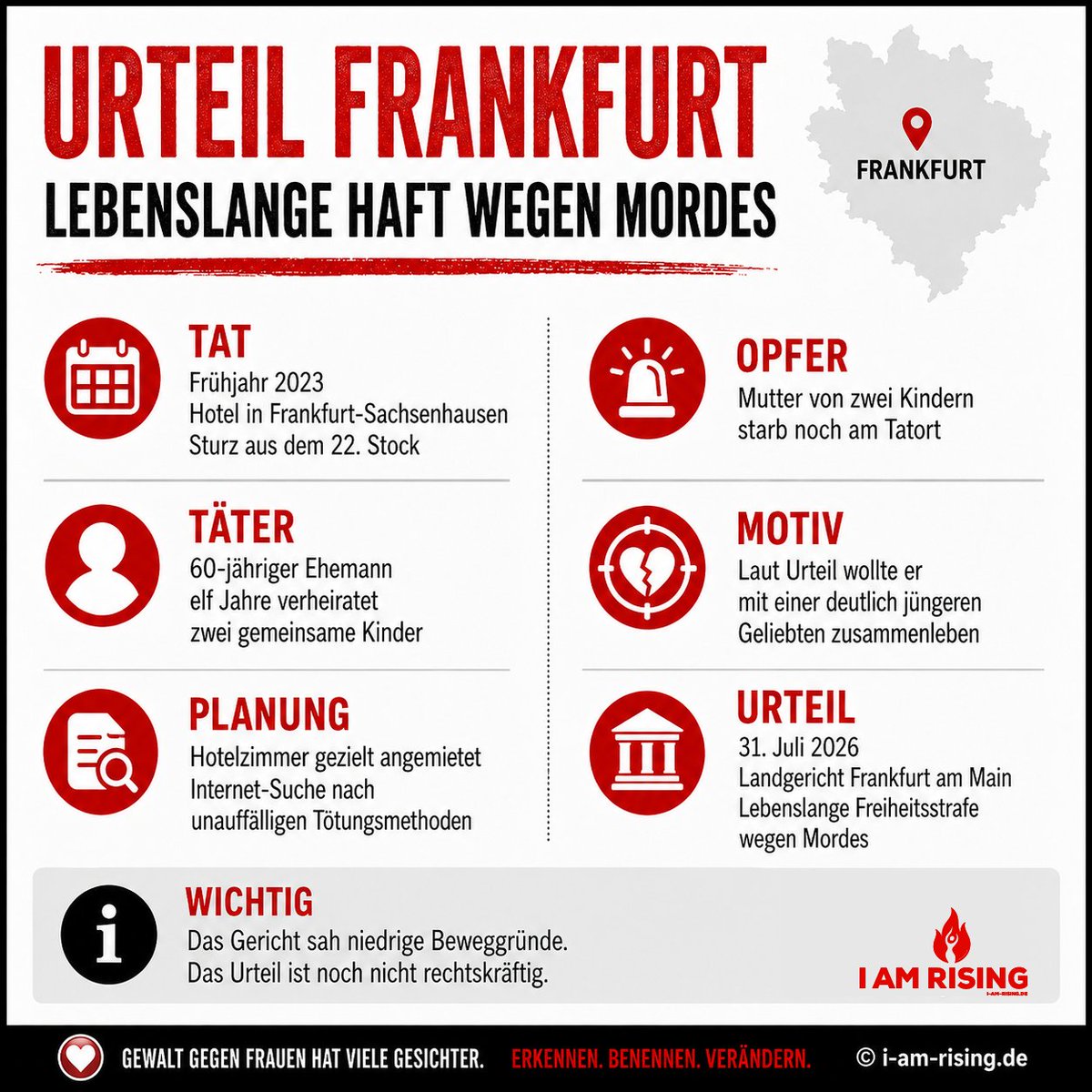 1BillionRisingD's tweet photo. 🔥 #Urteil #Frankfurt: Lebenslange Haft wegen Mordes - Ehefrau aus dem 22. Stock gestoßen.
▶️ https://t.co/uksmtej7R6
#Femizid #Femizide #GewaltGegenFrauen #Partnerschaftsgewalt #NiUnaMenos #WomenOnFire https://t.co/mgL430aV48