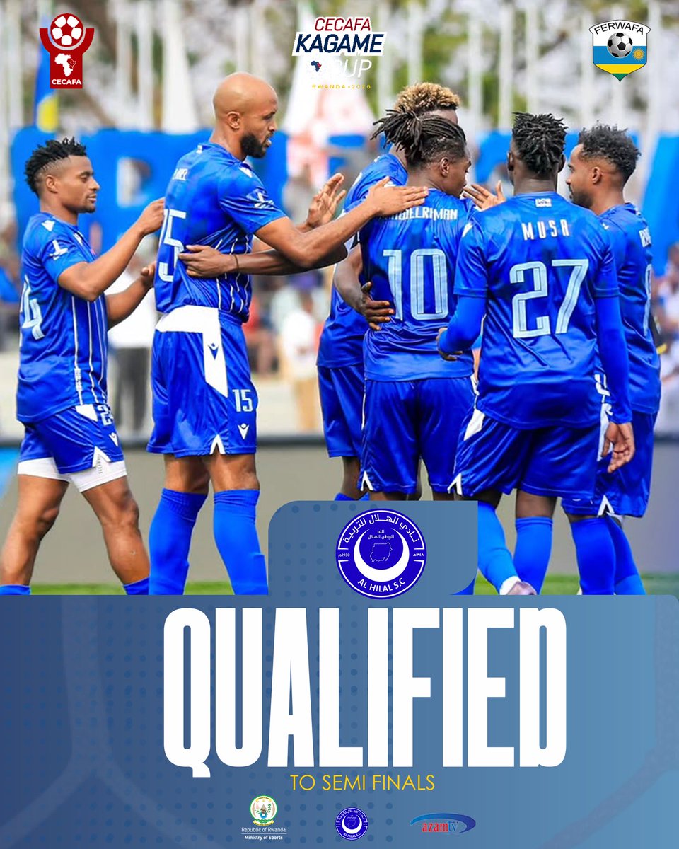 FERWAFA's tweet photo. #CECAFAKagameCup2026
Rayon Sports finish as Group โCโ Leaders and advance to the Semi-Finals.
Al Hilal SC also progress as the second-best placed team. https://t.co/fQjA7WZJ8D