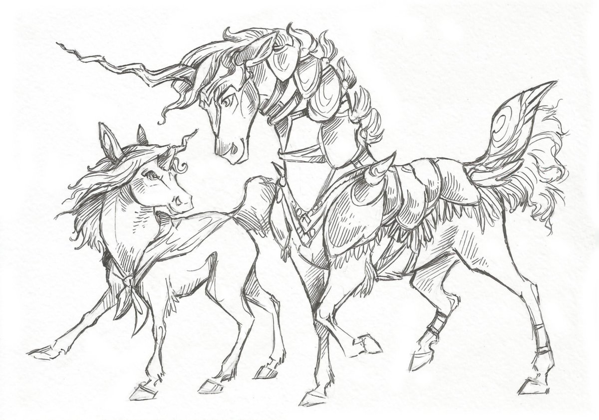 Taski_Guru's tweet photo. Line art of fantasy equine characters
#lineart #horseoc #war_horse #line_art #foal #kirinoc #unicornoc https://t.co/y2hF5QwoAG