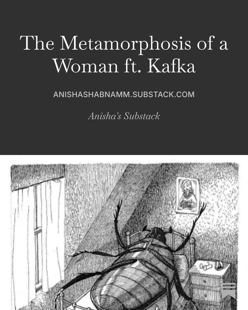 idkshab's tweet photo. The Metamorphosis of a Woman ft. Kafka 
An article I've been wanting to put down for a while now. Please subscribe to my substack :)

https://t.co/G8LSQ9NzlW https://t.co/lJPx1WhjF7