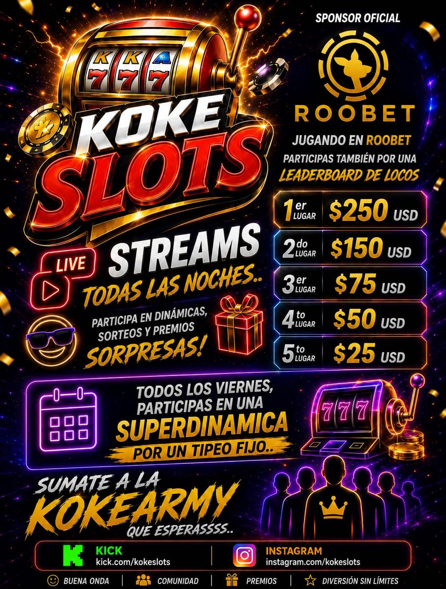 KokeSlots's tweet photo. Hoy gran sorpresa te esperamos en https://t.co/RWcSx9cWid patrocinados por @RoobetES https://t.co/7rQFlKRbIr