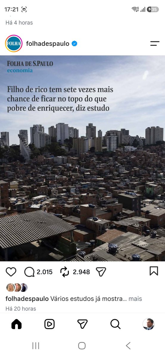 moreira_uallace's tweet photo. A ilusão da meritocracia na sociedade capitalista 

"Filho de rico tem sete vezes mais chance de ficar rico no topo do que pobre enriquecer"

Isso é a sociedade capitalista.  Sua origem social é determinante e faz toda diferença.

Esses "coaches" que fazem discurso e curso, geralmente,  fazem discursos vazios e deslocados da realidade para enganar e iludir pessoas.

Apenas o Estado, com políticas públicas bem construídas,  pode quebrar com a rigidez da hierarquia social do capitalismo.

Segundo o estudo, mais da metade (56,5%) dos filhos dos 25% mais ricos continuam nessa faixa e 30,88% chegam ao grupo dos 10% mais ricos. Do outro lado, apenas 8,3% dos filhos dos 25% mais pobres conseguiram subir, sendo que uma parcela bem restrita de 1,28% chegou ao estrato dos 10% com maior renda do país.

https://t.co/K15INbrrp7