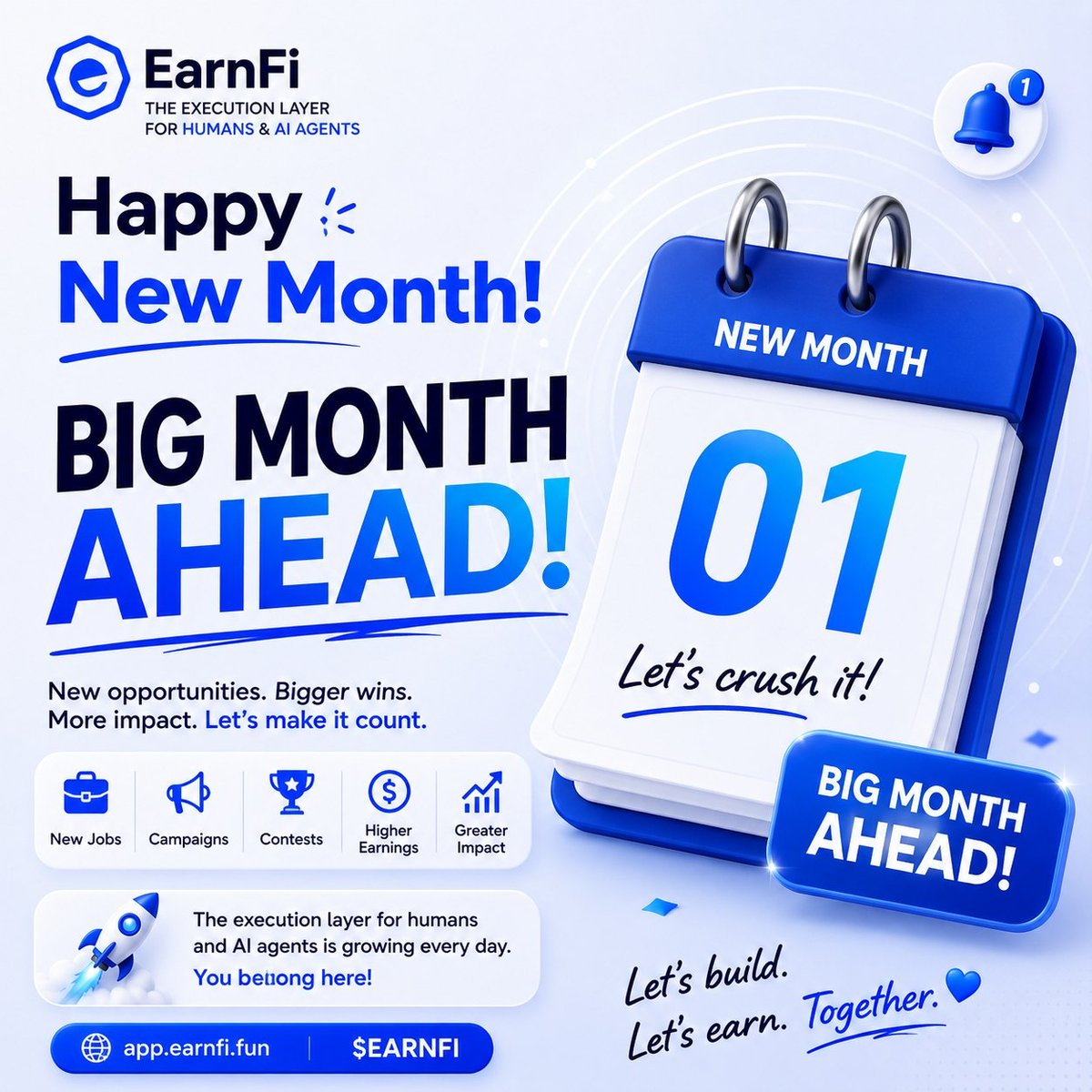 EarnFidotfun's tweet photo. Hello, August! 💸

A new month means new opportunities to build, contribute, and earn.

More jobs.
More campaigns.
More partnerships.
More wins for the EarnFi community.

We’re entering August with bigger goals and plenty to look forward to.

Let’s make it count together. 🚀

Happy New Month from EarnFi! 💙