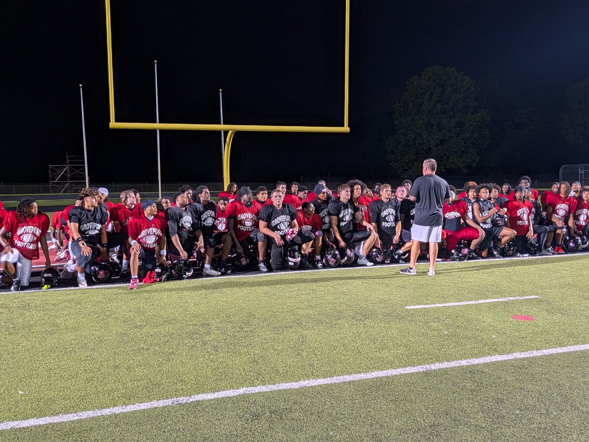 GMHSFootball's tweet photo. What a great way to kick off the football season at midnight! Big thanks to the families that came out to watch and support the guys for the first official practice of the 2026 football season! https://t.co/gbFFtk4ZLk