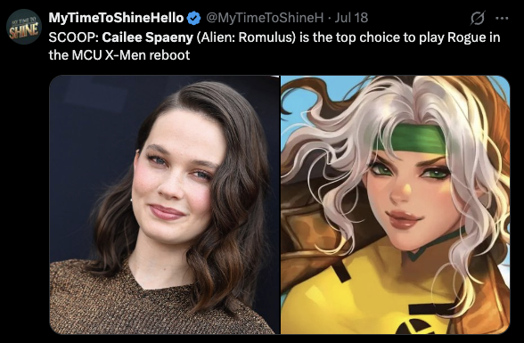 bluemintues's tweet photo. SCOOP ✅ @MyTimeToShineH was the first person to scoop that 👀

Cailee Spaeny will be in Marvel's X-MEN reboot https://t.co/EngP3LML8J