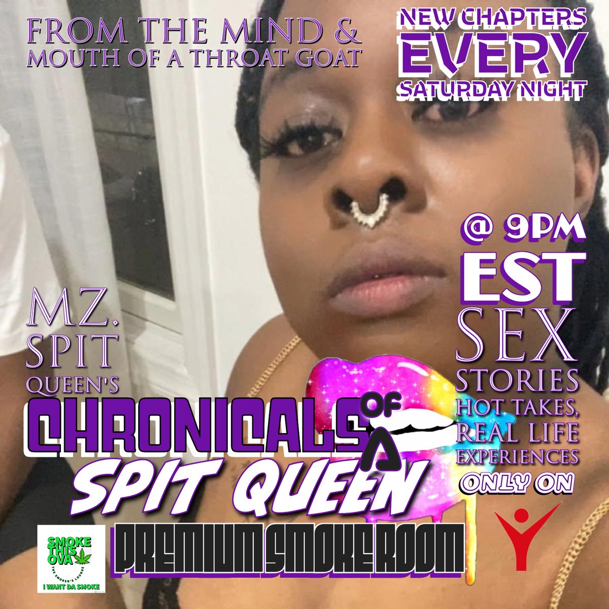 BullCityProW's tweet photo. Tonight in the #PremiumSmokeRoom 
#NewChapter of #TheChronicals of @Mz_Spit_Queen 
https://t.co/8VwpUnOOGE
follow the #adventures and  tap into the mind of a #SpitQueen 
#SexStories #Hottopics #podcast https://t.co/KzA1F822P5