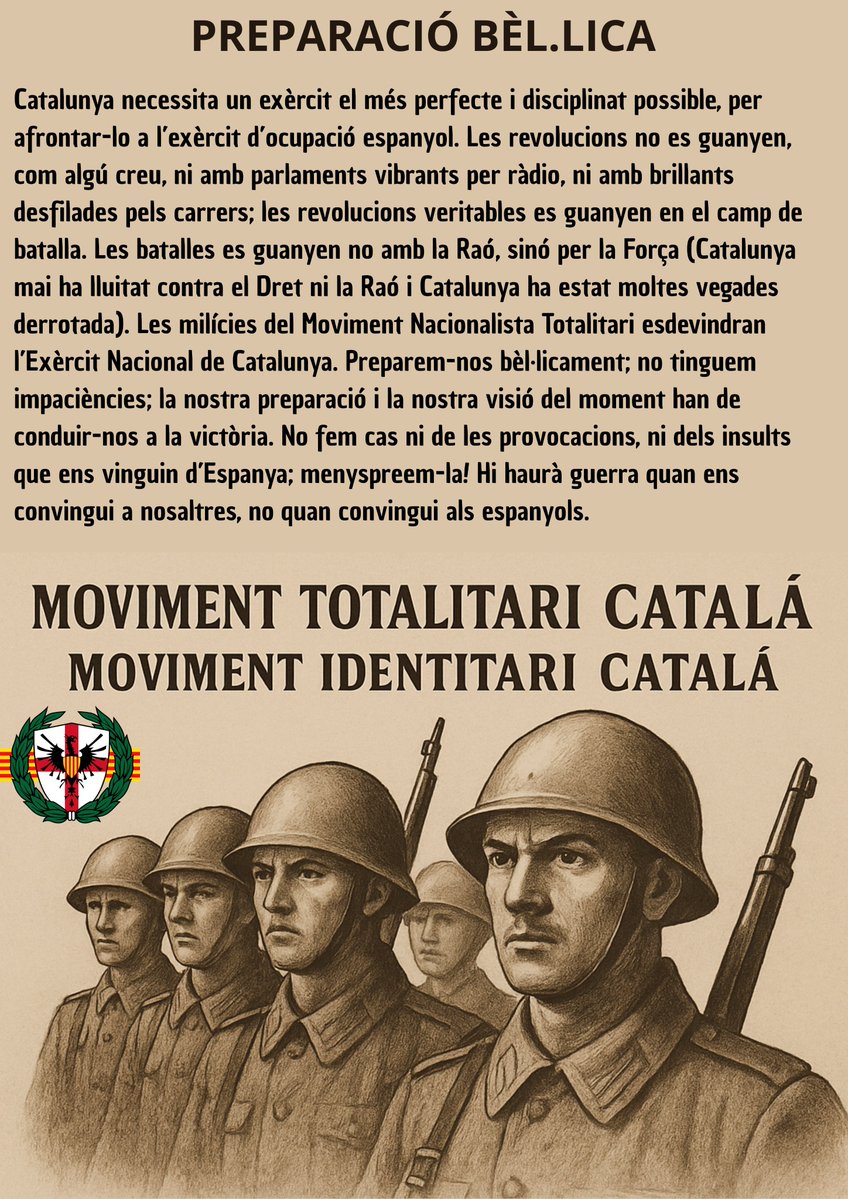 MIC_Catalunya's tweet photo. El 3 d'agost de 1935 apareix el primer número de Ferms!, revista mensual del Moviment Nacionalista Totalitari. El seu màxim dirigent va ser Jacint Goday i Prats. "Ara Catalunya és esclava, vol redreçar-se, no li neguis l'ajut, li fas falta". https://t.co/s272NwIjld