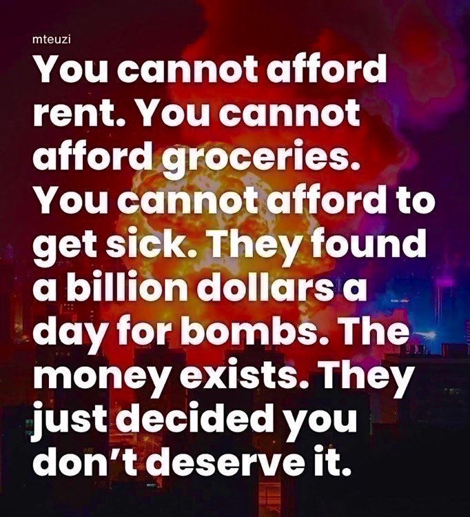 StephsMundo's tweet photo. @PrezLives2022 The *America First* clan sure seem mighty quiet about ALL of the hardships that VAST majority of Americans are enduring!
Trump and the obscenely wealthy are becoming even MORE wealthier off this war while the rest of us suffer and pay the price, some have/will with their lives💔 https://t.co/Lt2eDWAt2X