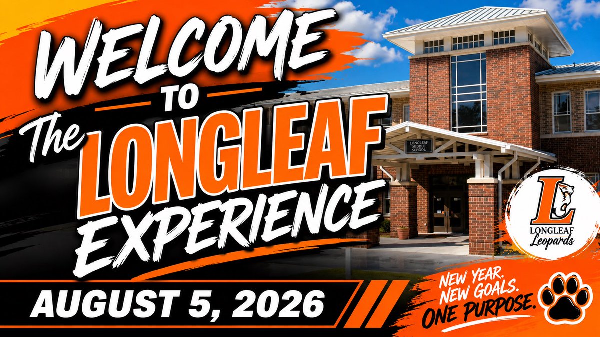 LongleafMiddle's tweet photo. Get ready for The Longleaf Experience!!  Welcome Back to School Leopards!! @RichlandTwo https://t.co/NDtJANUoWK