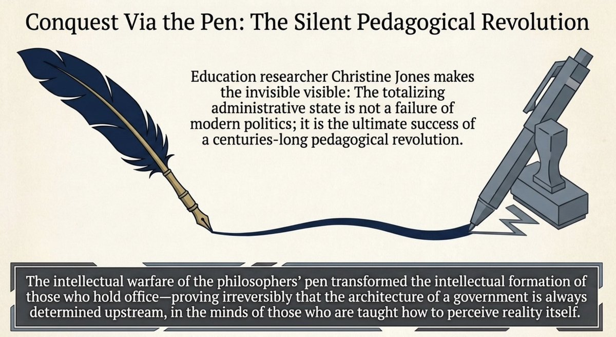 thepalmerworm's tweet photo. This is not only how your institutions and organizations were ideologically conquered but even more crucially than that - this is how your nation’s immune system was disabled prior to that, leaving all defence capabilities taken out long before the visible ‘revolution’. Your infrastructure was first neutralized intellectually and morally through epistemological warfare which transformed the very purpose of your institutions of teaching and learning. 

The strategic point of failure was pedagogical. The tactical ideological warfare was way downstream. You have to understand how your own immune system function was destroyed first - and to do that, you must first understand your own constitutional republican immune system itself and what the roots of that were - pedagogically, epistemologically and morally. This is all pre-political. Before you can utter a word on anything political’ you must understand what comes before anything ‘political’. Your institutions are not teaching you this. Your public intellectuals and media influencers/commentators are not teaching you this. If you really understood this, you’d loose all appetite for paying them any attention whatsoever because all they offer you is distraction the obfuscation of the essential foundations each and every one of you needs to fully comprehend, in order to embody, as self governance. 

These are the requisite foundations your institutions were originally established to teach you - that they don’t is why we’re in this mess. 

If you have the means to do so, please subscribe here:
https://t.co/nk6wSQedQK
Or here: https://t.co/Rk9mZSVwku