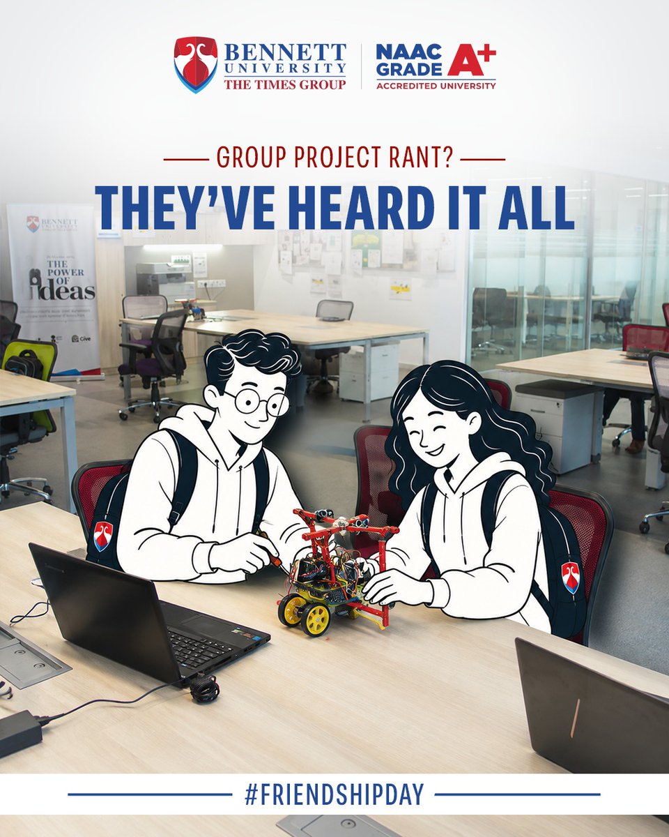 bennettuniv's tweet photo. The best thing you'll graduate with isn't just a degree; it's the people who made the journey unforgettable. 💙

Tag the friend who made Bennett feel like home.
Happy Friendship Day.

#BennettUniversity #LifeAtBennettUniversity #CampusLife #HappyFriendshipDay #TimesNow https://t.co/53NDypgX9d