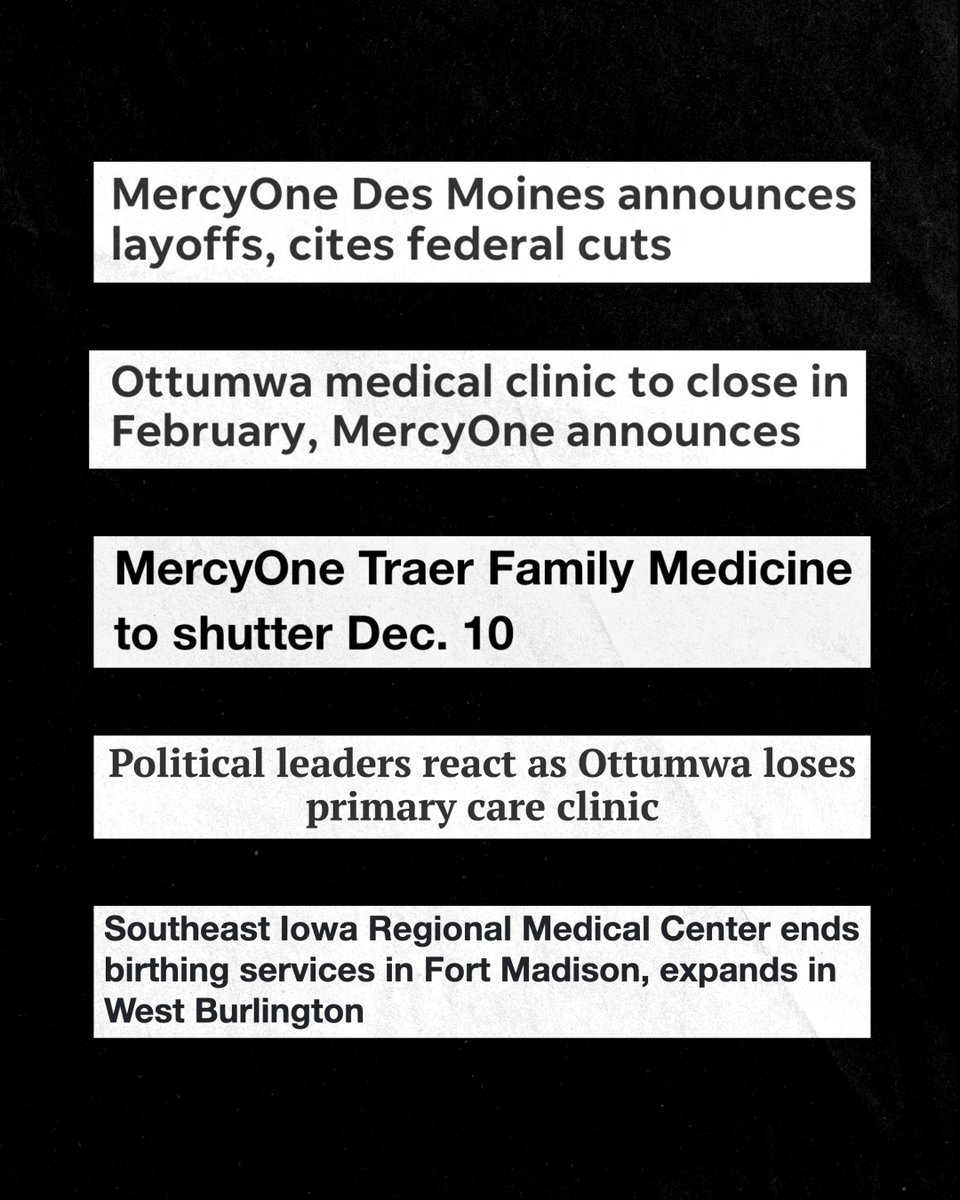 iowademocrats's tweet photo. .@NunnForCongress thinks hospital closures due to Medicaid cuts are a "myth."

Iowans living in the communities affected by these closures know they’re real and are facing the consequences. https://t.co/5A6tiwzOcR
