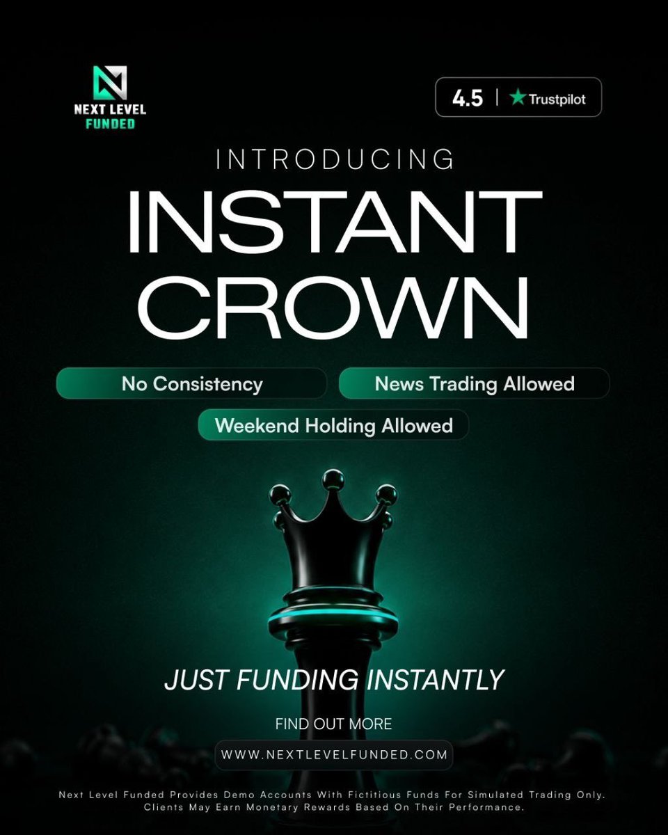 Eurusd_killer's tweet photo. ๐ Get Funded Instantly with Instant Crown!
โ
No Consistency Rule
โ
News Trading Allowed
โ
Weekend Holding Allowed
Trade with confidence and enjoy more flexibility.
Whoโs ready to wear the Crown? ๐๐ฅ
@NextLevelFunded ๐
#NextLevelFunded #InstantCrown #Forex #PropFirm https://t.co/HZU4Tee1Gi
