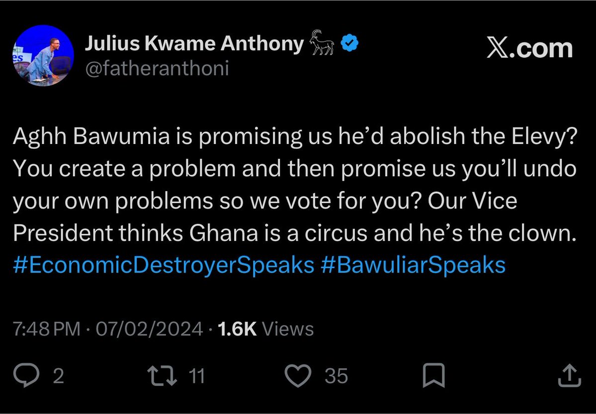_i_am_Curtis's tweet photo. You constantly called Dr. Bawumia a clown, didn’t even spare a reverend of your vile utterance. These stupid conducts among others landed you in power. Today you are triggered because we said fuck your president. 

Maybe I wasn’t clear enough. Fuck John Mahama and Fuck you too. https://t.co/MXnURJMIOk