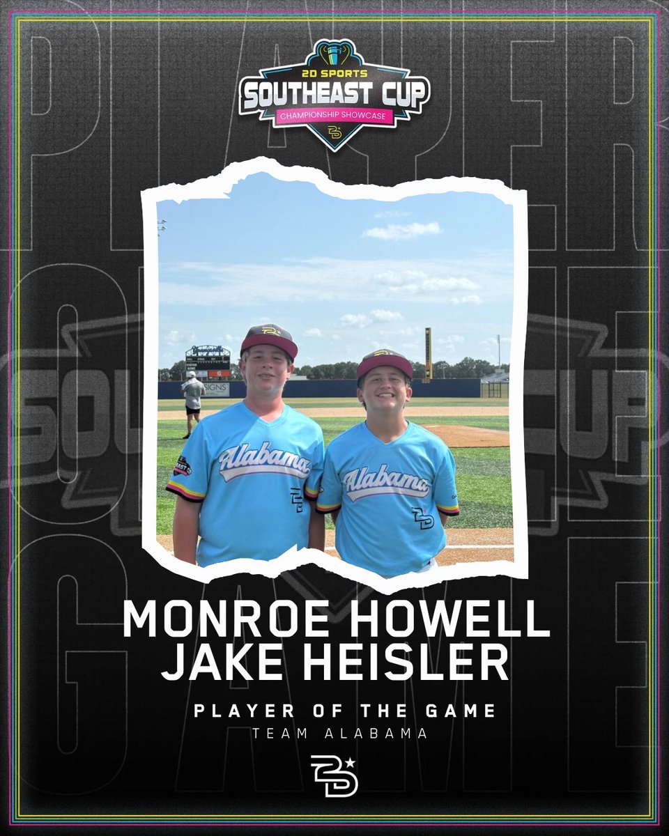 2Dsportsbsb's tweet photo. ⭐️Player Of The Game⭐️

Monroe Howell (left) 
Jake Heisler (right) 

#TeamAlabama https://t.co/3fIACx1SYf