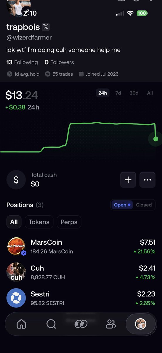 wizerdfarmer's tweet photo. I’ve restarted my grind give me coins to invest into I have 100$ to put in https://t.co/yqjBVt8Cb5