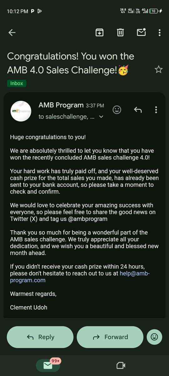 Samuel761454757's tweet photo. Congratulations to me my first sale challenge won all thanks to @_clementudoh and the you are the best coach even 
   I thank God for the day I said YES to Affiliate marketing https://t.co/UUE1nXwgqO