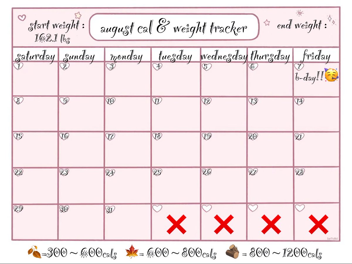 i_am_monkee's tweet photo. my calorie tracker for august ⋆˙⟡♡ https://t.co/XYknbJtMhy