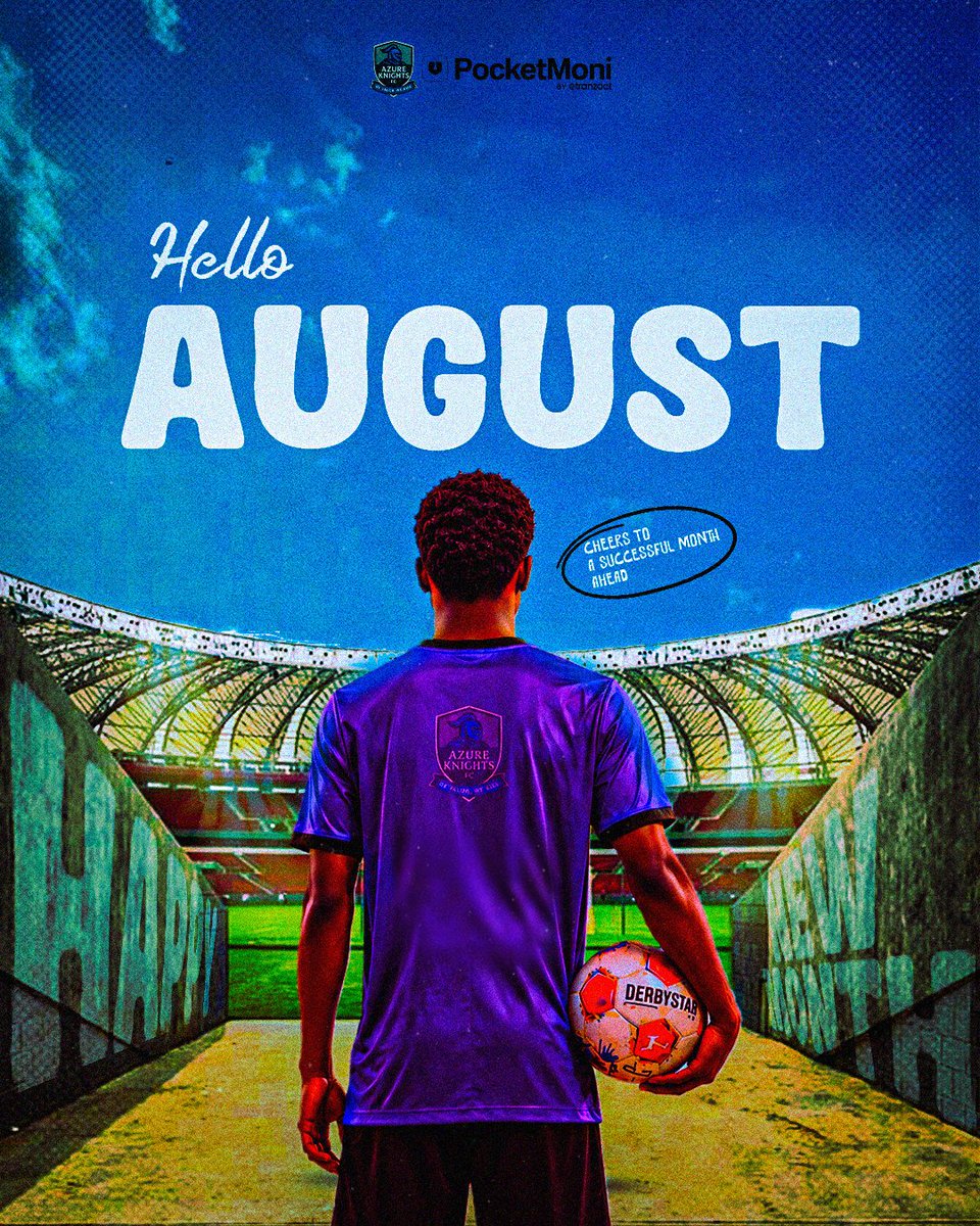 Azureknightsfc's tweet photo. Hello, August! ⚽️✨ Stepping onto the pitch for a successful month ahead. Let’s make it count! 🚀
@getpocketmoni @pocketmonibank @etranzactplc
#HelloAugust #NewMonth #AzureKnightsFC https://t.co/jcAkkEsU8E