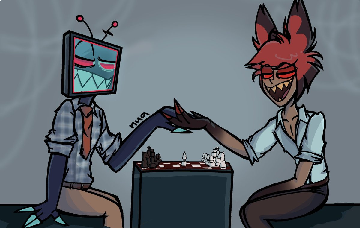 nua223's tweet photo. We’re CHEEEEECKMAAATE #radiostatic #hazbinhotel #vox #alastor #falsettos https://t.co/sv1XeSALzj