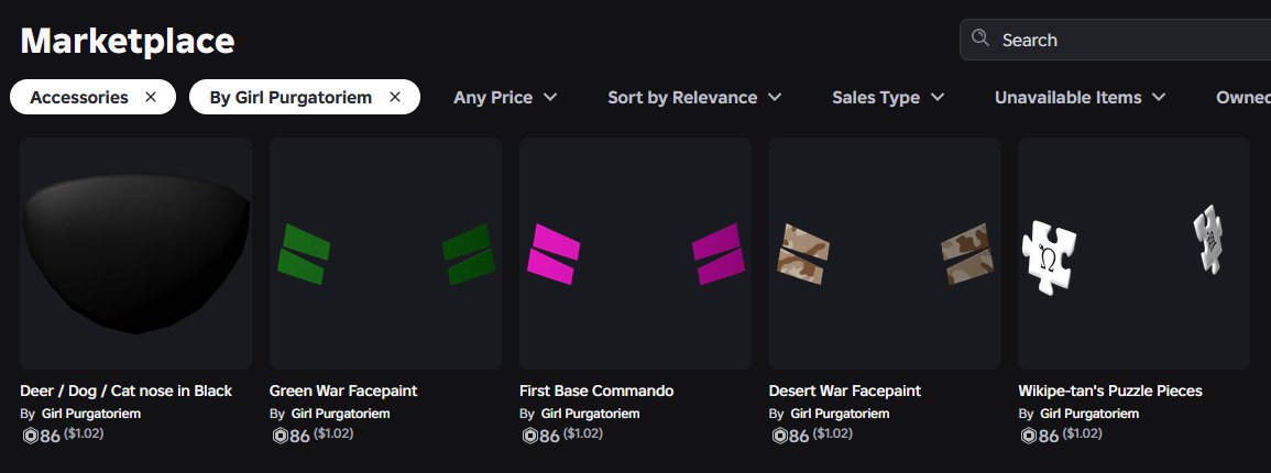 HexyWexy_'s tweet photo. Almost no one cares about Roblox anymore, but if you do and want accessories, all of mine are back on sale! Not sure how many new hats ill be making but perchance keep an eye out! https://t.co/9urcuHRIOm