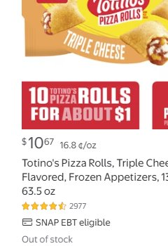 MissMizare's tweet photo. @totinos quick question- how come you don't sell Cheese Pizza Rolls at @Walmart anymore? Been a couple years now...I asked @Walmart and they said, thank you for my feedback. https://t.co/9giy0KiquV