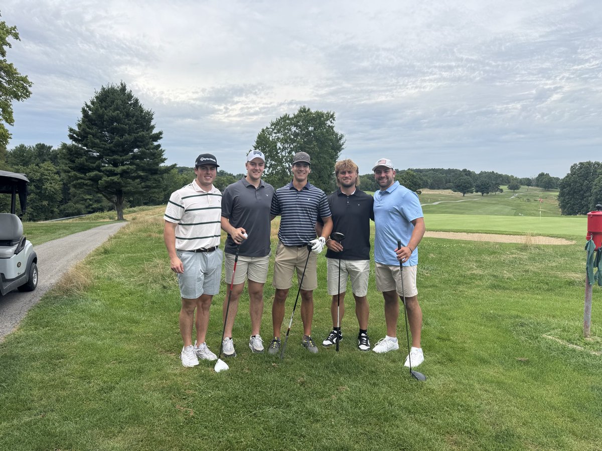 CoachGeisel's tweet photo. First annual Tight End Golf Outing &amp; cookout‼️Can’t wait for another year with these guys, excited to get back to work next week! Go Dukes! #FEAST https://t.co/ClNRMDGAJw