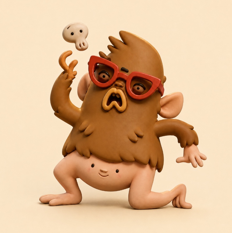 moni__powers's tweet photo. Made a mascot for Curry Barker. 

He's the monkey paw monkey, iconic shades, and of course Cooper helping him walk before he could run. https://t.co/GZ1MwQ58RT