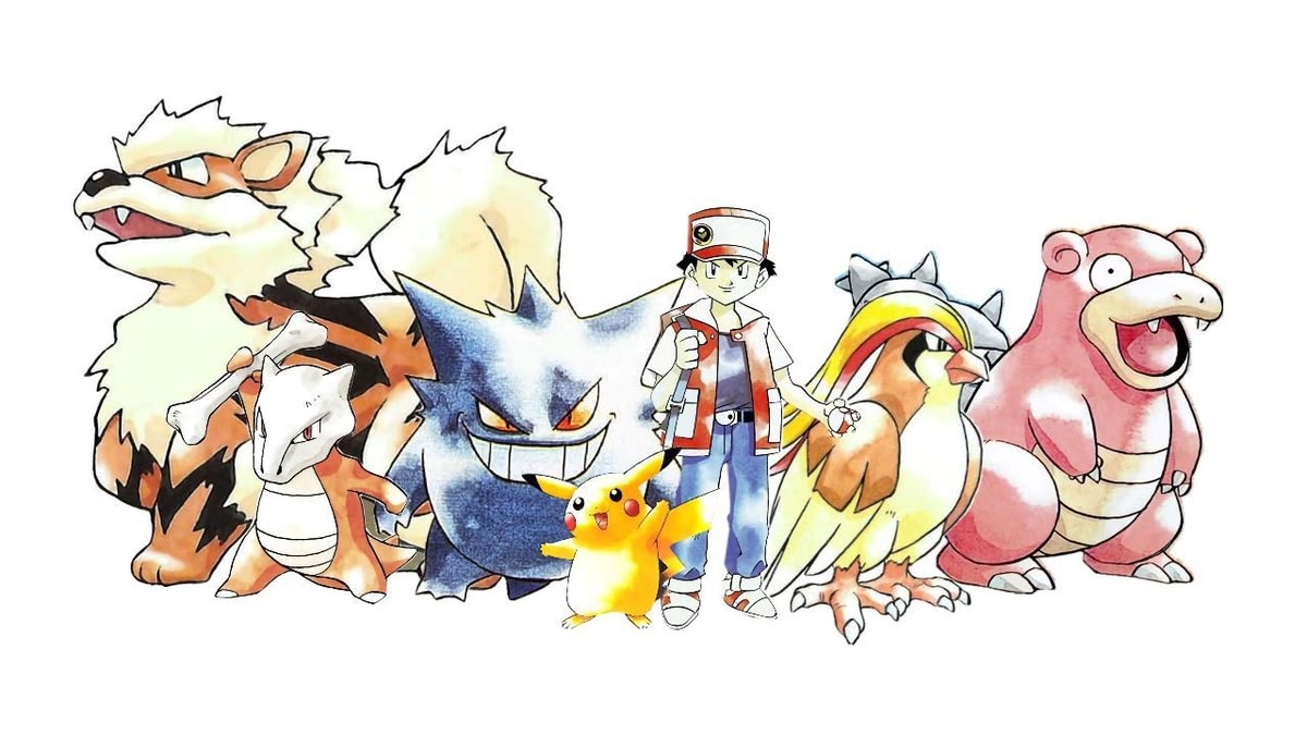 CollectorSelect's tweet photo. Red's Arcanine, Cubone, Gengar, Pikachu, Pidgeot, &amp; Slowbro https://t.co/F2sKB489FO