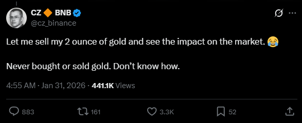 GoldXAUBSC's tweet photo. Now CZ will buy gold because it's on his own chain

Hold $XAU and receive $XAUT ! https://t.co/wEIs9WvNz7