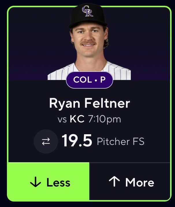 FighterPicks's tweet photo. ⚾️ MLB POTD
🔒 Ryan Feltner UNDER 19.5 Pitcher FS

Feltner has been STRUGGLING. He’s went UNDER 4/5 GAMES and is pitching at the #1 HITTERS PARK in BASEBALL🔥🔥🔥 https://t.co/yvWRjOF0px